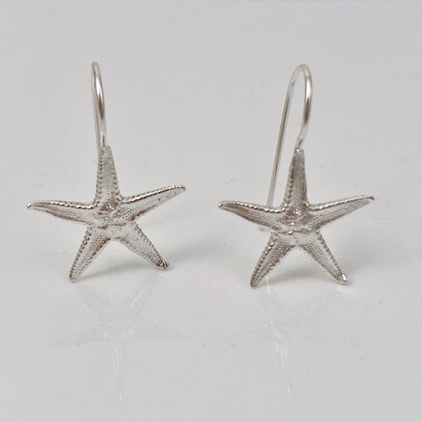 Beaded Starfish Sea Star Earrings in Sterling Silver